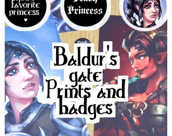 Baldur's Gate 3 ShadowHeart & Karlach illustration, print and badge