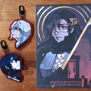Signalis Falke Elster and Ariane | Art print, Keychain, badge and sticker charm gift video game chibi
