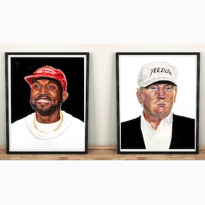 TRUMP/KANYE &quot;Bro Love&quot; 2 Matching Prints Diptych!