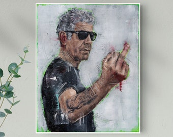 Anthony Bourdain Flippin | Prints & Canvas from Hand Oil Painting