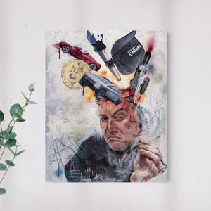Elon Musk Prints & Canvas from Hand Oil Painting image 1