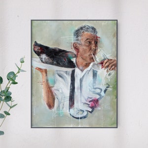 Anthony Bourdain Boars Head and Wine | Prints & Canvas from Hand Oil Painting