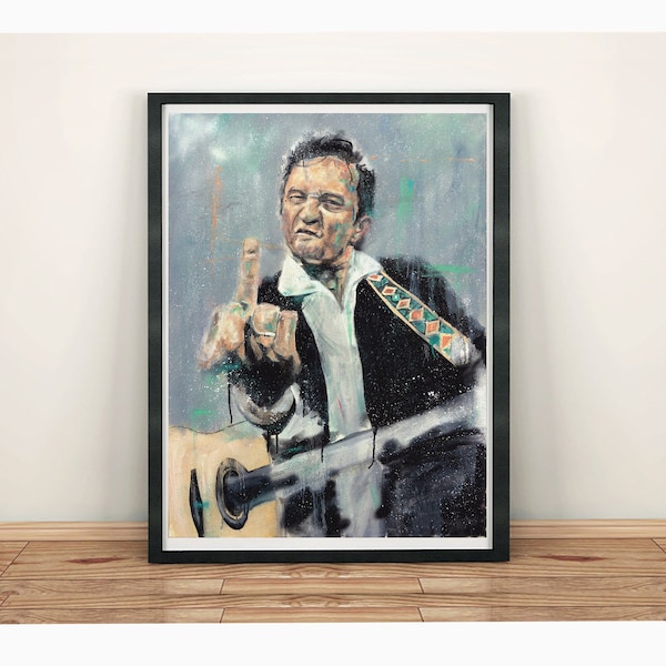 Johnny Cash Flippin | Fine Art PRINT from Hand Oil Painting