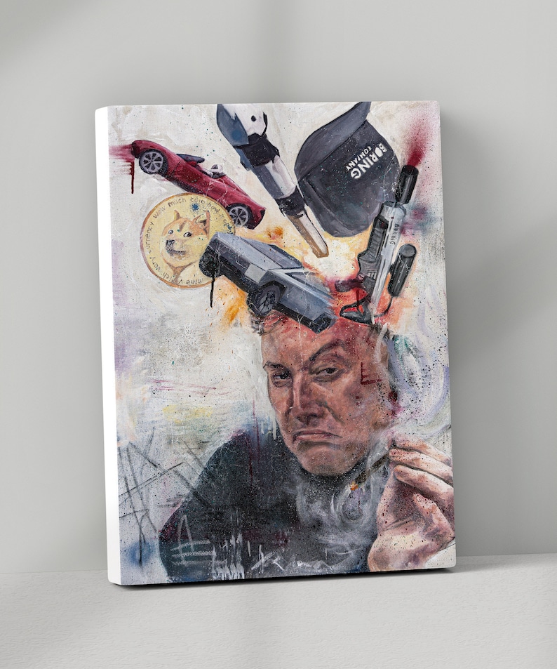 Elon Musk Prints & Canvas from Hand Oil Painting image 2