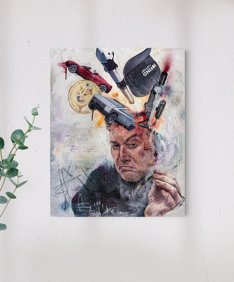 Elon Musk Prints & Canvas from Hand Oil Painting image 1