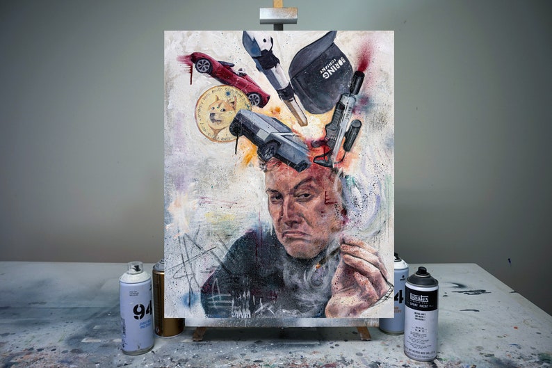 Elon Musk Prints & Canvas from Hand Oil Painting image 3