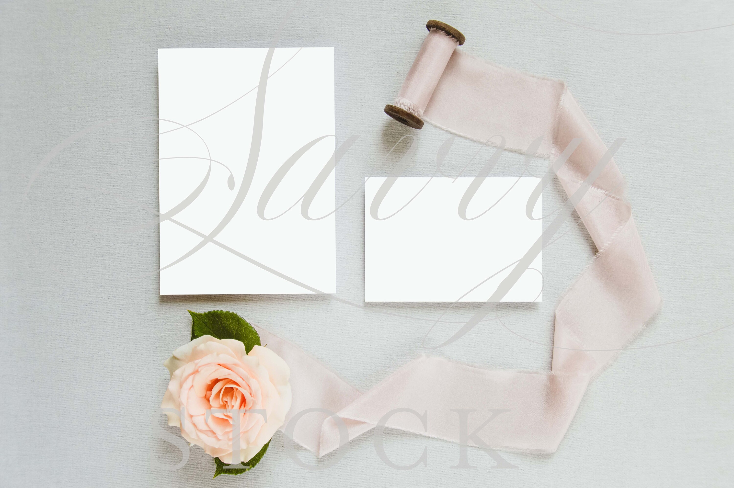 5x7 5x3 5 Blank Card Mockup Flat Lay Wedding Invitation Etsy