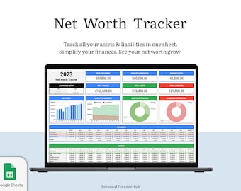 Net Worth Financial Planner Tracker Budget Spreadsheet Template for Google Sheets with Assets and Liabilities for FIRE