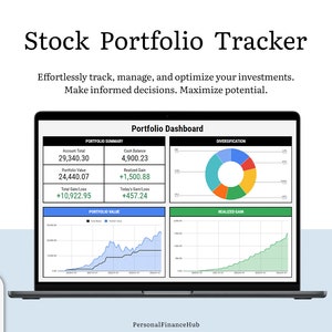 Stock Portfolio Investment Google Sheets Tracker Spreadsheet and Personal Finance Planner with Dividend Income Tracking for FIRE