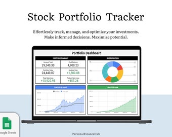 Stock Portfolio Investment Google Sheets Tracker Spreadsheet and Personal Finance Planner with Dividend Income Tracking for FIRE