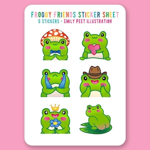 Frosch-Stickerbogen | Frosch Aufkleber, Frosch mit Hut, niedlicher Frosch, Froschkunst, Cowboyfrosch, Frosch, Froschillustration, Pilzfrosch, Froschmalerei