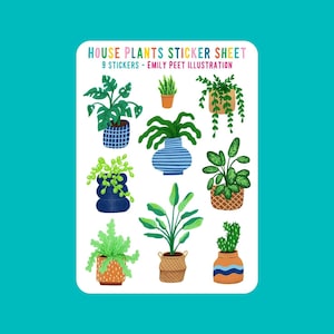 観葉植物ステッカーシート | 小さな植物ステッカー、植物アートステッカー、サボテンステッカーセット、植物愛好家アート、日記、ノートパソコン、ウォーターボトル