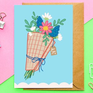 Blumen für Dich A6 Karte | Blumenstrauß, süße Liebeskarte, Blumenstrauß, Valentines Blumen, Jubiläumskarte, Liebe senden, vielen Dank