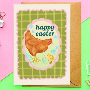 Tarjeta de Pascua A6 con pollito / Linda tarjeta de Pascua, Pascua ilustrada, pollito de primavera, tarjeta de huevo de Pascua, tarjeta de Pascua cristiana, temporada de primavera