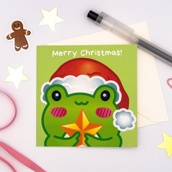 Christmas Frog Card | Cute frog, frog art, Cute Christmas card, froggy, frog illustration, frog card, merry christmas, festive cards, 2023