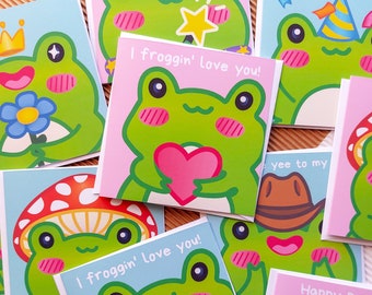 Frog Cards | Cute frog, frog art, cowboy hat, frog valentines day, frog illustration, frog card, frog birthday card, mushroom, anniversary