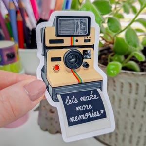 Polaroid camera sticker, film photography sticker, retro camera, photography lover art, illustration, journal sticker, water bottle sticker