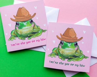 Cowboy Frog | Painting, Frog in hat, cute frog, frog art, cowboy hat, frog valentines day, frog illustration, frog card, frog birthday card