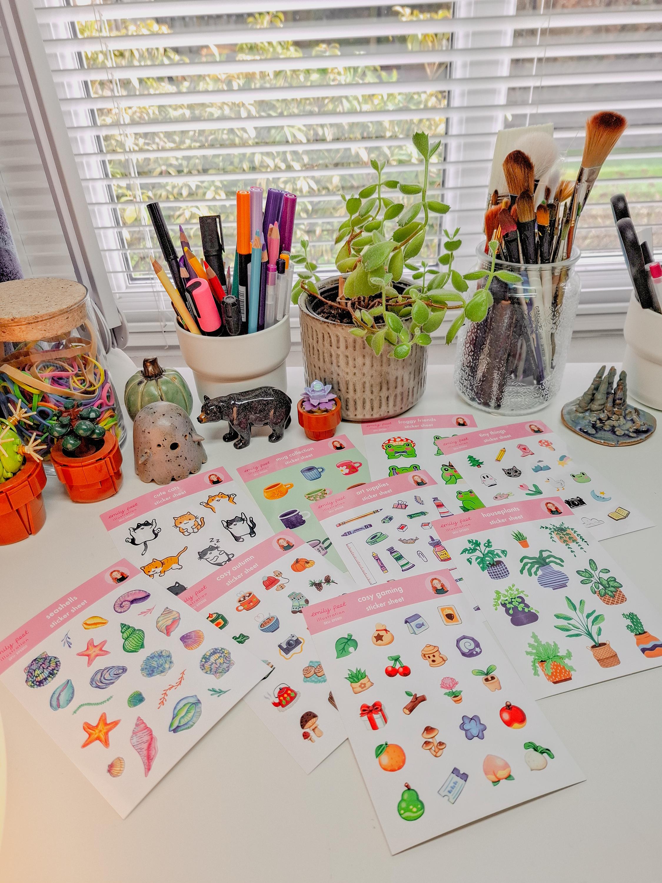 Tiny Things Sticker Sheet | Trinket Stickers, Colourful Art, Journal ...