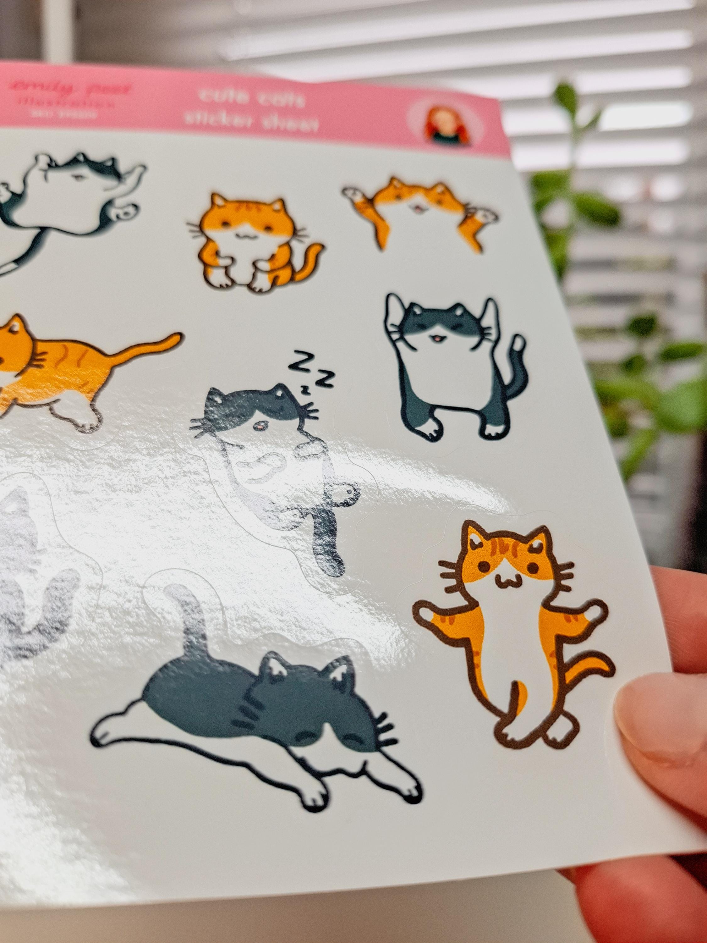Cute Cats Sticker Sheet | Cat Art, Silly Cat Stickers, Tuxedo, Orange ...