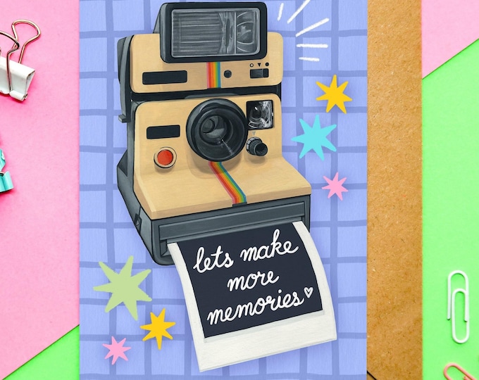 Polaroid Camera Card | Retro, photography, vintage, Valentine's Card, illustrated, anniversary