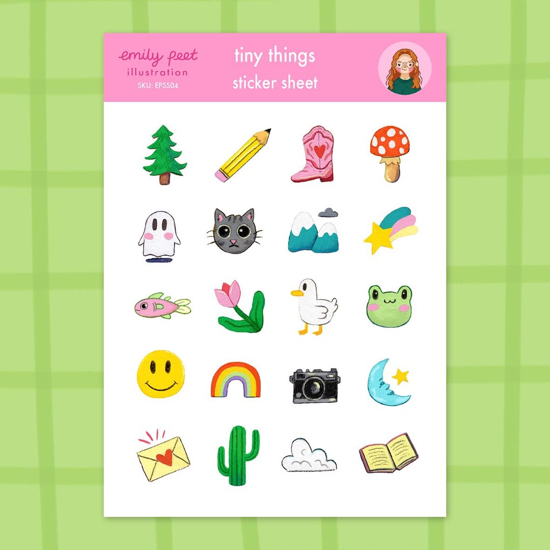Tiny Things Sticker Sheet | Trinket Stickers, Colourful Art, Journal ...