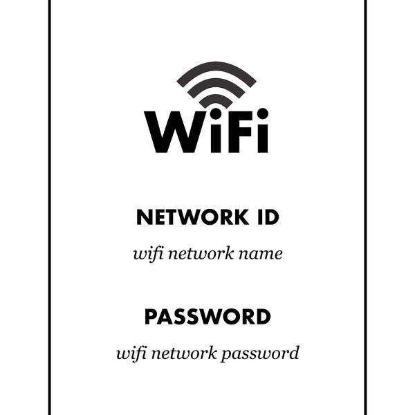 Printable, WiFi Login Sign, WiFi Customer Sign, WiFi Guest Sign, WiFi Password Sign, WiFi sign, Editable, instant download, PDF, Word format