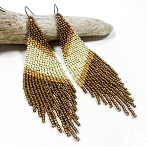 Hand stitched seed bead earrings. Statement earrings.