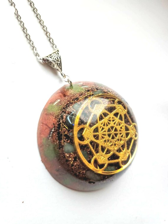 Shungite.Reiki Orgone Pendentif en Orgonite Cube de Tourmaline Noire Metatron Chakra