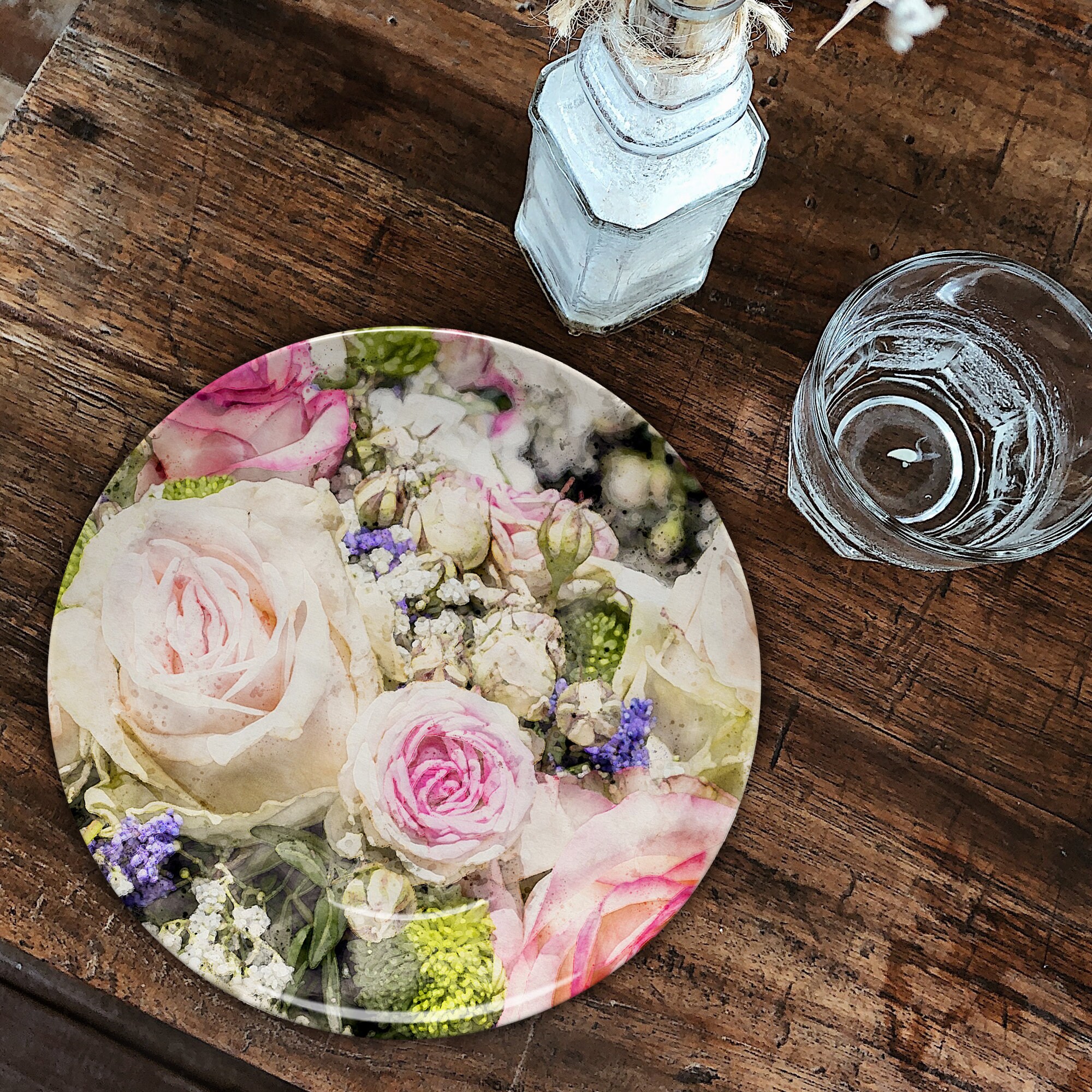 Roses Bouquet Serving Plate Art Plate Decorative Serving Etsy UK