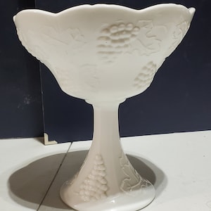 Indiana Milk Glass Footed Bowl. Harvest Grape