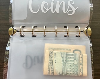 Custom A7 Zipperless Cash Envelopes, Clear Vinyl Budgeting, Personalized Labels