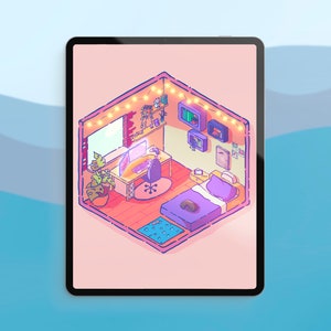 Lofi Isometric Room | Wallpaper Smartphone and iPad
