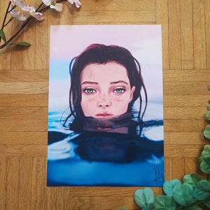 Frau im Wasser | Kunstdruck