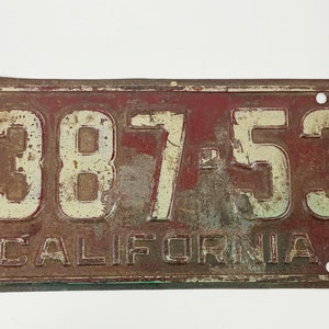 Antique 1927 California automobile license plate