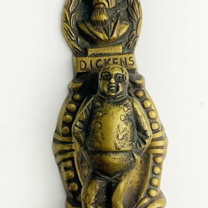 Antique brass Charles Dickens Fat boy door knocker