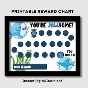 Printable Shark Reward Chart, Sticker Chart, Behavior Chart, Instant ...