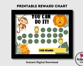 Printable Safari Animal Reward Chart, Sticker Chart, Behavior Chart, Instant Download, Potty Chart,