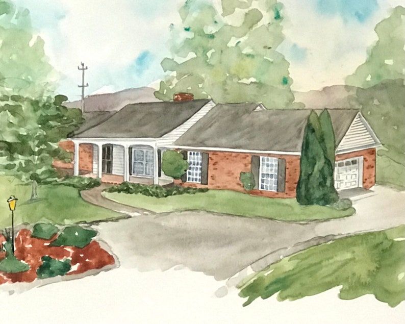 Custom House Watercolor Painting Etsy