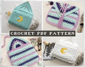 DIGITAL PDF PATTERN // Crochet Crescent Moon Tarot & Oracle Deck Pouch