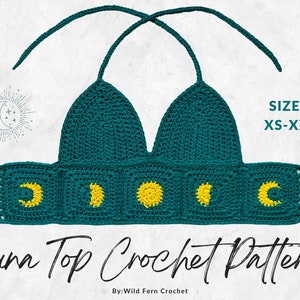 Crochet Luna Top PDF PATTERN // Phases of the Moon Granny Square // Crochet Crop Top