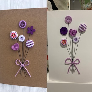 Blank card. Flower card. Button flower card.