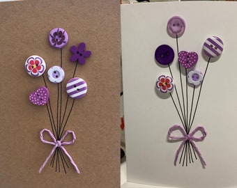 Blank card. Flower card. Button flower card.