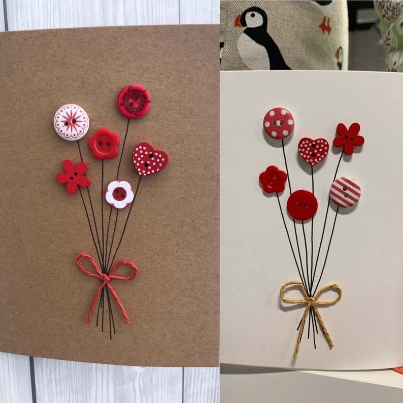 Blank card. Flower card. Button flower card. image 7