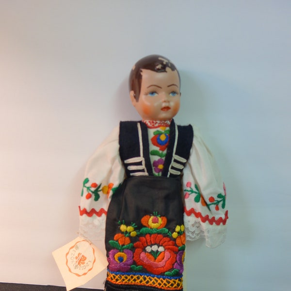 vintage antique Hungarian souvenir doll with folkloric dress  toy