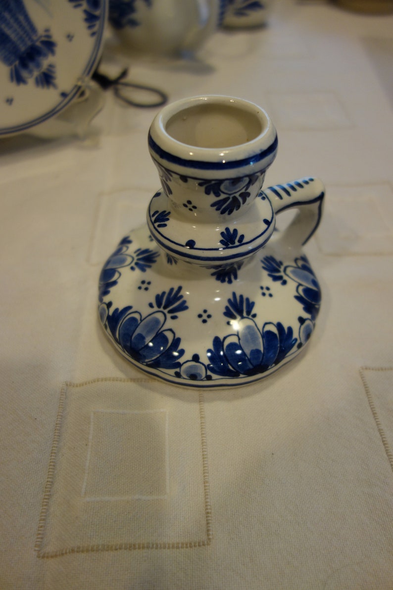 Really lovely blue and white Delft Candle holder from the Netherlands Vintage piece