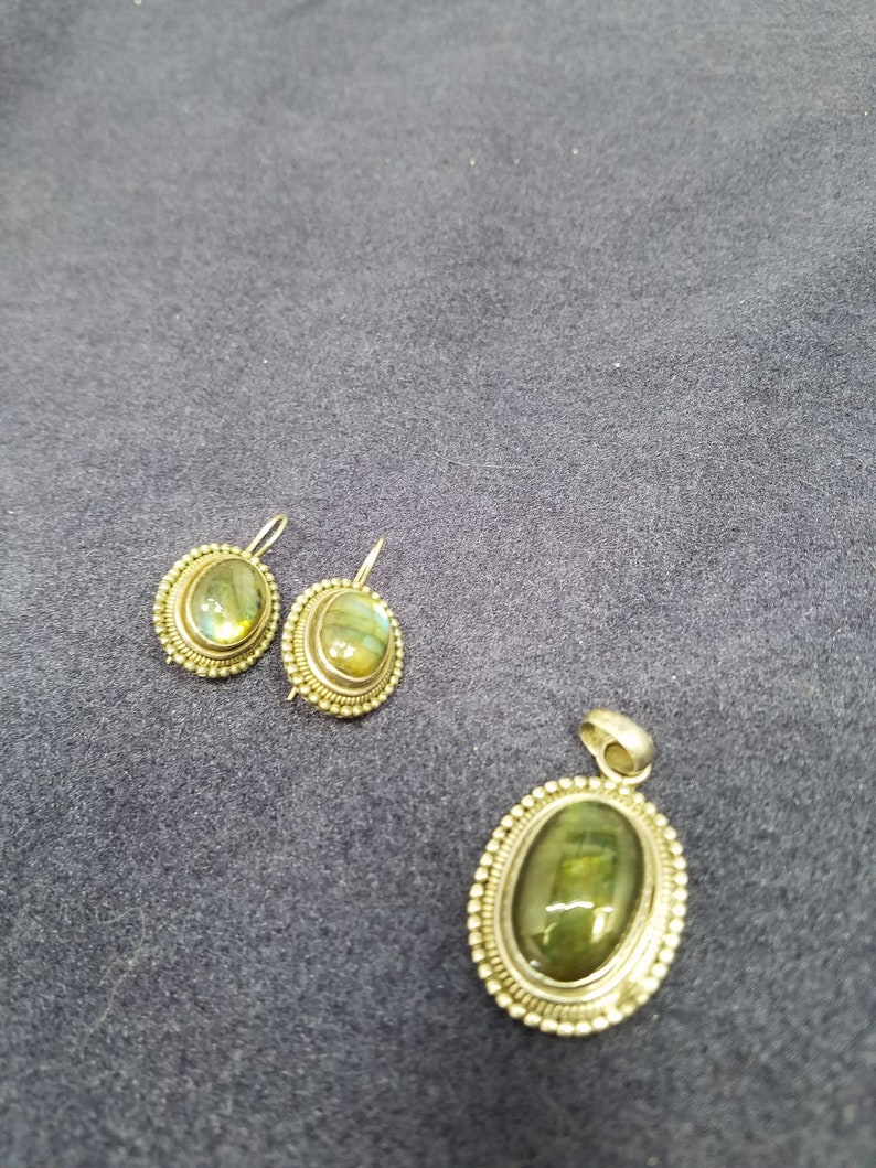 Labradorite pendant and earring set 925 silver