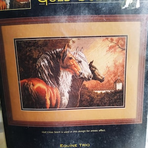 OOP Vintage Dimensions "Equine Trio" #35091 Gold Collection NEW RARE 2002