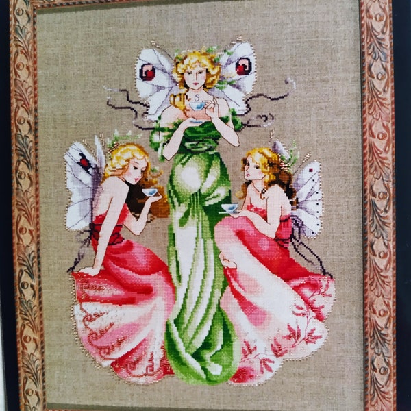 OOP Mirabilia by Nora Corbett "Three For Tea" #MD37 Cross Stitch chart NEW