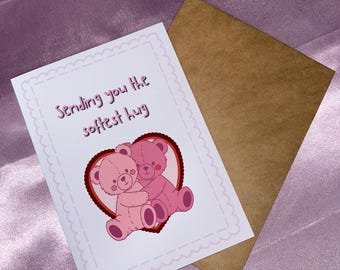 Sending You The Softest Hug - Friendship/Celebration Greetings Card - 5x7